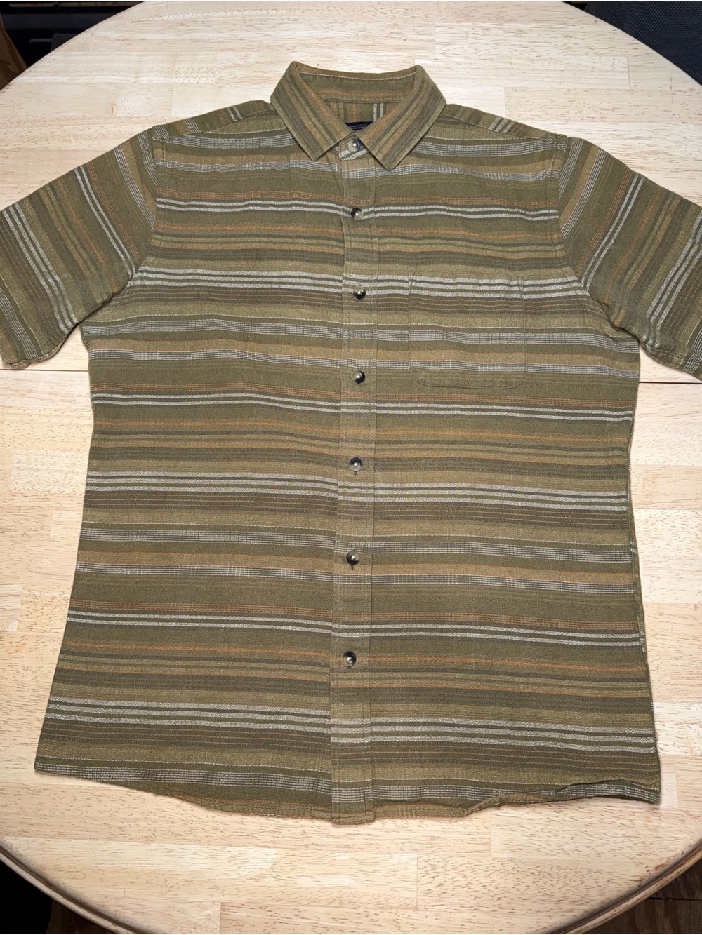 Pendleton Green Striped Short Sleeve Button Down Shirt Men’s Medium